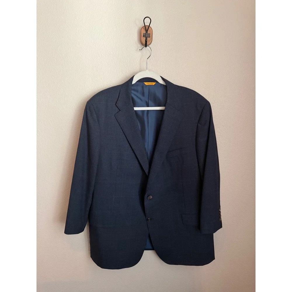 Hickey Freeman Sport Coat Mens 48 Reg Navy Blue Excellent Wool Beacon Blazer